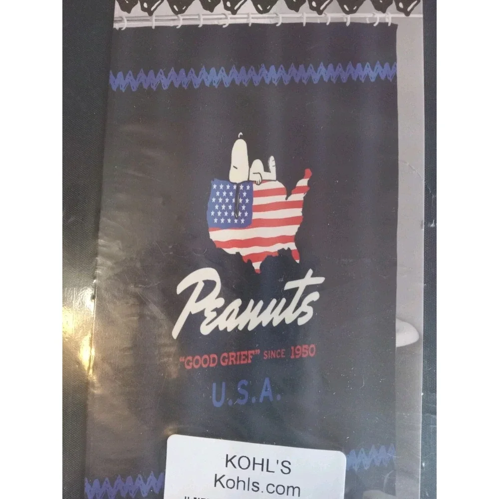 Peanuts Snoopy Patriotic Shower Fabric‎ Curtain  70in x72in 75 Years